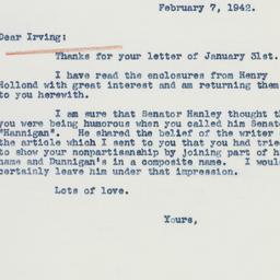 Letter: 1942 February 7