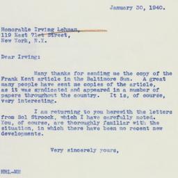 Letter: 1940 January 30
