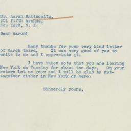 Letter: 1938 March 4