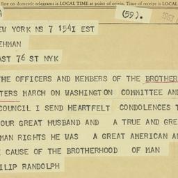 Telegram: 1963 December 7
