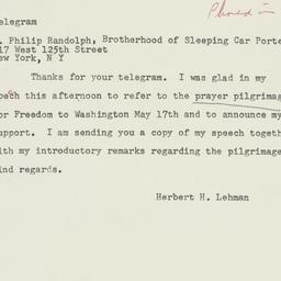 Telegram: 1957 April 24