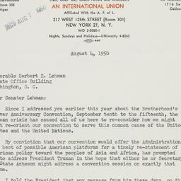Letter: 1950 August 4