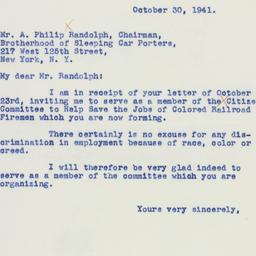 Letter: 1941 October 30