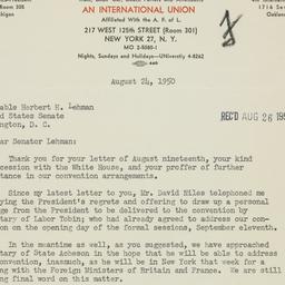 Letter: 1950 August 24