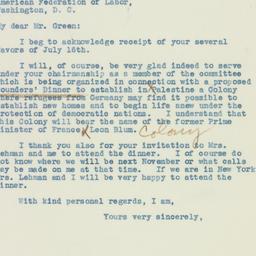 Letter: 1928 July 20