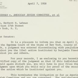 Letter: 1958 April 7