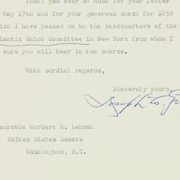 Telegram: 1952 May 23