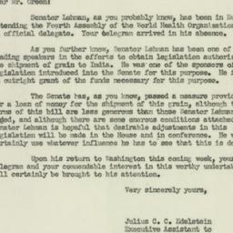 Telegram: 1951 May 19