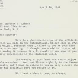 Letter: 1961 April 20