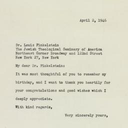 Letter: 1946 April 2