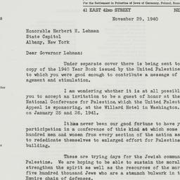 Letter: 1940 November 29