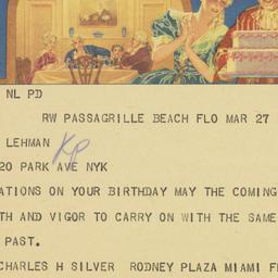 Telegram: 1948 March 27