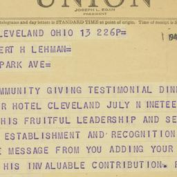Telegram: 1948 July 13