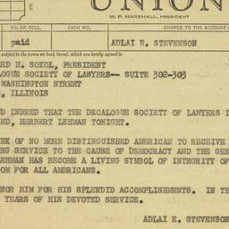 Telegram: 1956 February 18