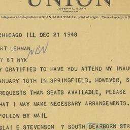 Telegram: 1948 December 21