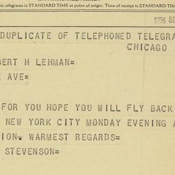 Telegram: 1956 September 8