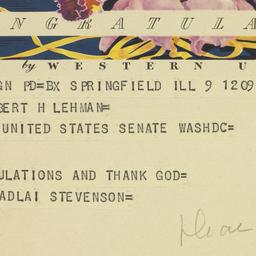 Telegram: 1950 November 9