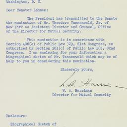 Telegram: 1952 January 15