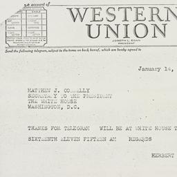 Telegram: 1947 January 14
