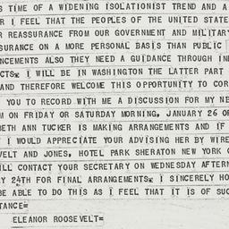 Telegram: 1951 January 22