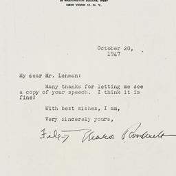 Letter: 1947 October 20