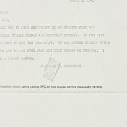 Telegram: 1940 April 3