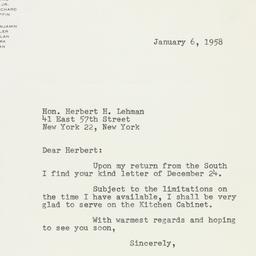 Letter: 1958 January 6