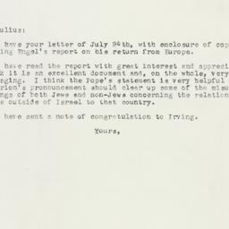 Letter: 1957 July 29