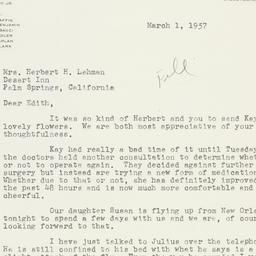 Letter: 1957 March 1
