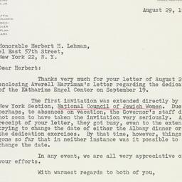 Letter: 1957 August 29