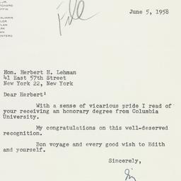 Letter: 1958 June 5
