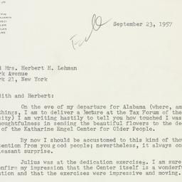 Letter: 1957 September 23