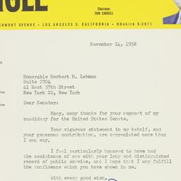 Letter: 1958 November 14