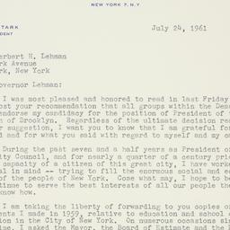 Letter: 1961 July 24