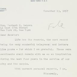Letter: 1957 November 13