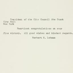 Telegram: 1957 November 6