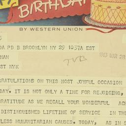 Telegram: 1963 March 28