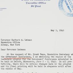 Letter: 1940 May 1