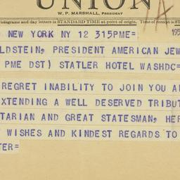 Telegram: 1955 May 12