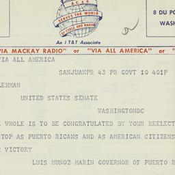 Telegram: 1950 November 10