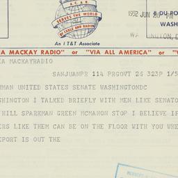 Telegram: 1952 June 26