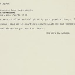 Telegram: 1960 November 11