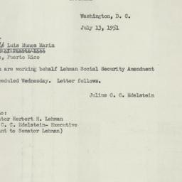 Telegram: 1951 July 13