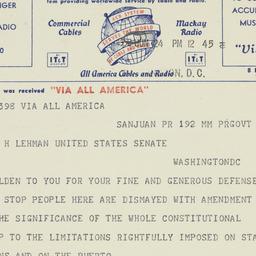 Telegram: 1952 June 24