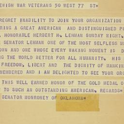 Telegram: 1952 December 27