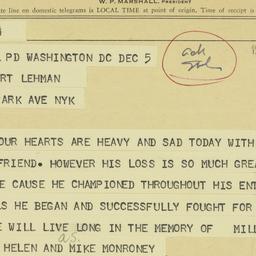 Telegram: 1963 December 6