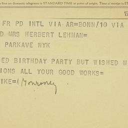 Telegram: 1958 March 30