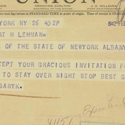 Telegram: 1942 February 26