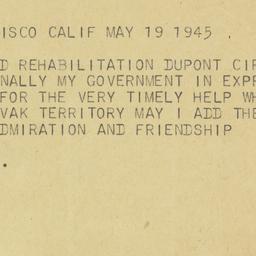 Telegram: 1945 May 19