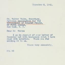 Letter: 1941 December 5